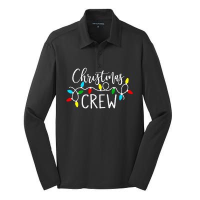 Christmas Crew Xmas Lights Pajama Happy Holiday Silk Touch Performance Long Sleeve Polo