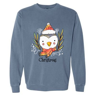 Cute Christmas Xmas Penguin Animal Garment-Dyed Sweatshirt