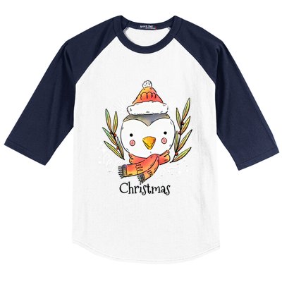 Cute Christmas Xmas Penguin Animal Baseball Sleeve Shirt