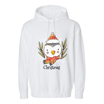 Cute Christmas Xmas Penguin Animal Garment-Dyed Fleece Hoodie