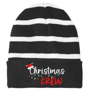 Christmas Crew Xmas Lights Family Matching Pajamas Holiday Striped Beanie with Solid Band