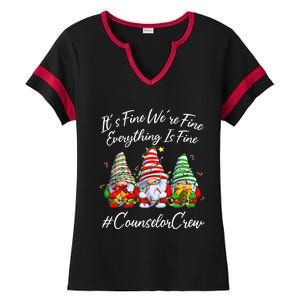 Counselor Crew Xmas Everything Is Fine Christmas Gnomie Ladies Halftime Notch Neck Tee