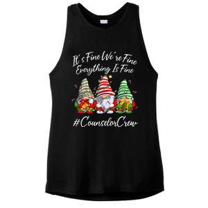 Counselor Crew Xmas Everything Is Fine Christmas Gnomie Ladies PosiCharge Tri-Blend Wicking Tank