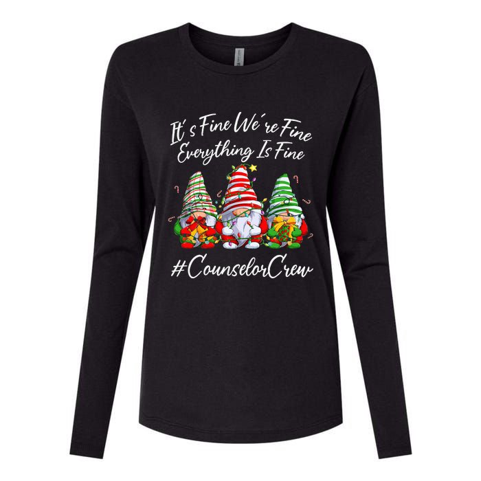 Counselor Crew Xmas Everything Is Fine Christmas Gnomie Womens Cotton Relaxed Long Sleeve T-Shirt