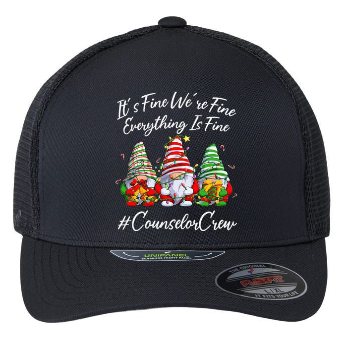 Counselor Crew Xmas Everything Is Fine Christmas Gnomie Flexfit Unipanel Trucker Cap