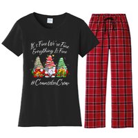 Counselor Crew Xmas Everything Is Fine Christmas Gnomie Women's Flannel Pajama Set