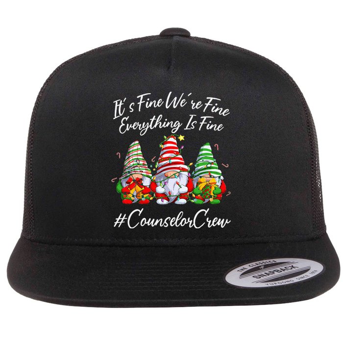 Counselor Crew Xmas Everything Is Fine Christmas Gnomie Flat Bill Trucker Hat