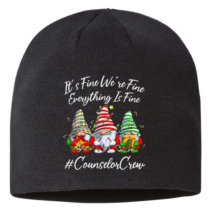 Counselor Crew Xmas Everything Is Fine Christmas Gnomie Sustainable Beanie