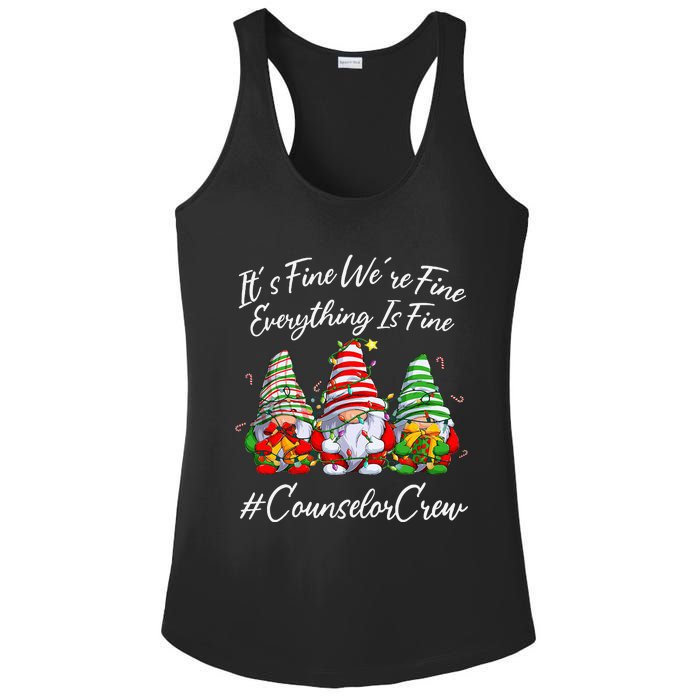 Counselor Crew Xmas Everything Is Fine Christmas Gnomie Ladies PosiCharge Competitor Racerback Tank