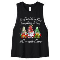 Counselor Crew Xmas Everything Is Fine Christmas Gnomie Women's Racerback Cropped Tank