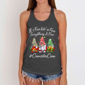 Counselor Crew Xmas Everything Is Fine Christmas Gnomie Women's Knotted Racerback Tank