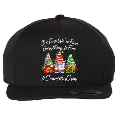 Counselor Crew Xmas Everything Is Fine Christmas Gnomie Wool Snapback Cap