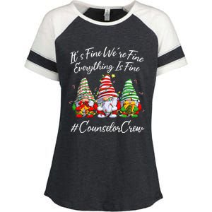 Counselor Crew Xmas Everything Is Fine Christmas Gnomie Enza Ladies Jersey Colorblock Tee