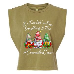 Counselor Crew Xmas Everything Is Fine Christmas Gnomie Garment-Dyed Women's Muscle Tee