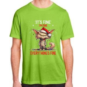 Cute Cat Xmas Lights ItS Fine IM Fine Everything Is Fine Funny Gift Adult ChromaSoft Performance T-Shirt