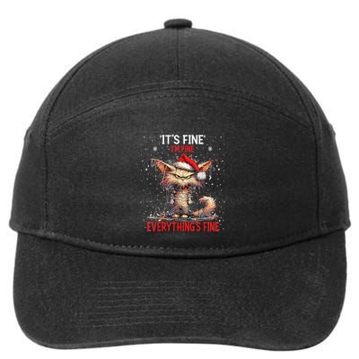 Cute Cat Xmas Lights ItS Fine IM Fine Everything Is Fine Funny Gift 7-Panel Snapback Hat