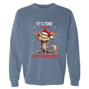 Cute Cat Xmas Lights ItS Fine IM Fine Everything Is Fine Funny Gift Garment-Dyed Sweatshirt