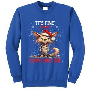 Cute Cat Xmas Lights ItS Fine IM Fine Everything Is Fine Funny Gift Sweatshirt