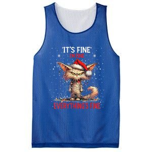 Cute Cat Xmas Lights ItS Fine IM Fine Everything Is Fine Funny Gift Mesh Reversible Basketball Jersey Tank