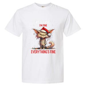 Cute Cat Xmas Lights ItS Fine IM Fine Everything Is Fine Funny Gift Garment-Dyed Heavyweight T-Shirt