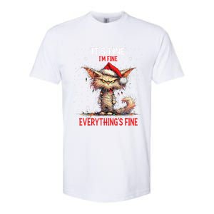 Cute Cat Xmas Lights ItS Fine IM Fine Everything Is Fine Funny Gift Softstyle CVC T-Shirt