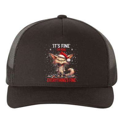 Cute Cat Xmas Lights ItS Fine IM Fine Everything Is Fine Yupoong Adult 5-Panel Trucker Hat