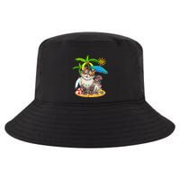 Cute Cat & Xmas Lights Palm Tree Christmas In July Summer Cool Comfort Performance Bucket Hat