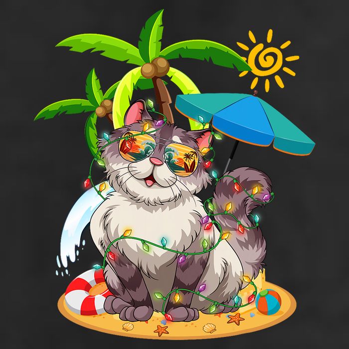Cute Cat & Xmas Lights Palm Tree Christmas In July Summer Cool Comfort Performance Bucket Hat
