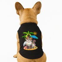 Cute Cat & Xmas Lights Palm Tree Christmas In July Summer Doggie Tank