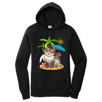 Cute Cat & Xmas Lights Palm Tree Christmas In July Summer Women's Pullover Hoodie