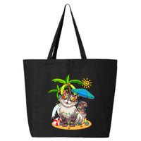 Cute Cat & Xmas Lights Palm Tree Christmas In July Summer 25L Jumbo Tote