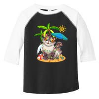 Cute Cat & Xmas Lights Palm Tree Christmas In July Summer Toddler Fine Jersey T-Shirt