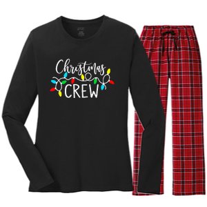 Christmas Crew Xmas Lights Pajama Happy Holiday Women's Long Sleeve Flannel Pajama Set 