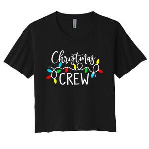 Christmas Crew Xmas Lights Pajama Happy Holiday Women's Crop Top Tee