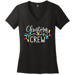 Christmas Crew Xmas Lights Pajama Happy Holiday Women's V-Neck T-Shirt