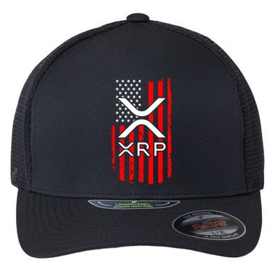 Crypto Currency Xrp Ripple Internet Money American Flag Flexfit Unipanel Trucker Cap