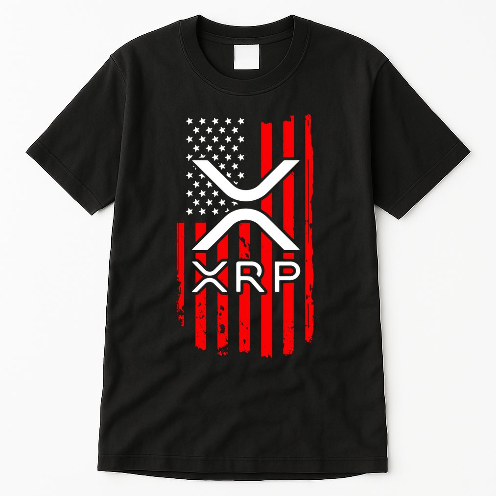 Crypto Currency Xrp Ripple Internet Money American Flag Tall T-Shirt