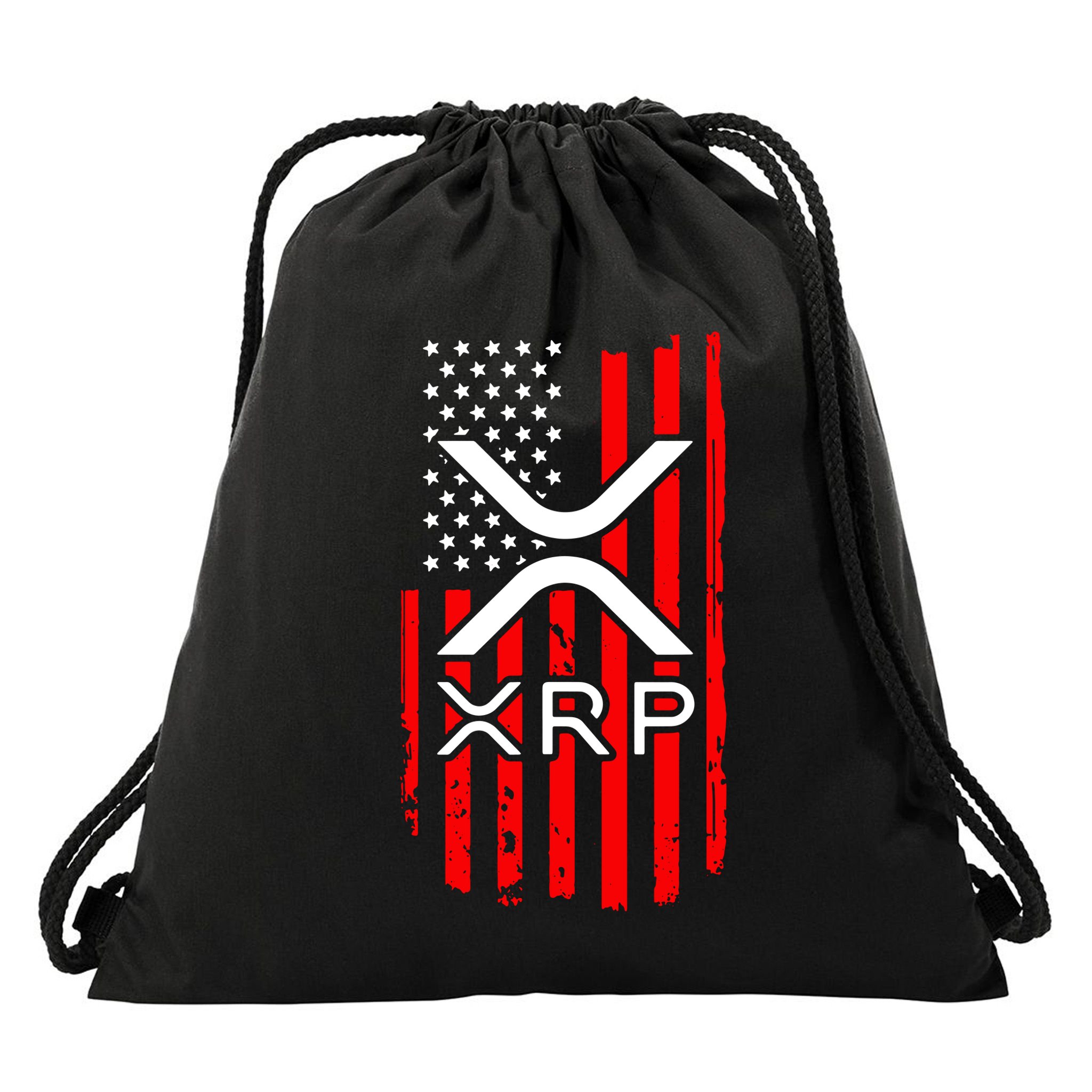 Crypto Currency Xrp Ripple Internet Money American Flag Drawstring Bag
