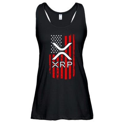 Crypto Currency Xrp Ripple Internet Money American Flag Ladies Essential Flowy Tank