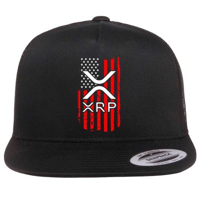 Crypto Currency Xrp Ripple Internet Money American Flag Flat Bill Trucker Hat
