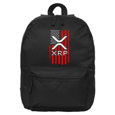 Crypto Currency Xrp Ripple Internet Money American Flag 16 in Basic Backpack