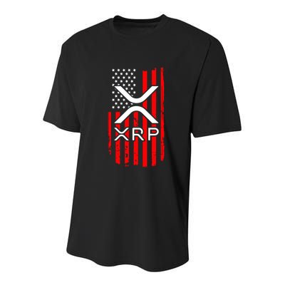 Crypto Currency Xrp Ripple Internet Money American Flag Youth Performance Sprint T-Shirt