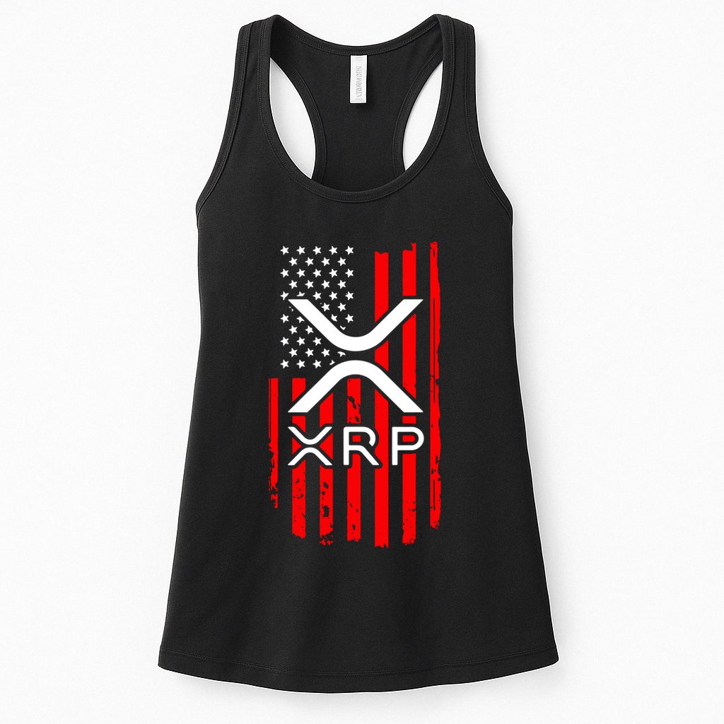 Crypto Currency Xrp Ripple Internet Money American Flag Womens Tank Top