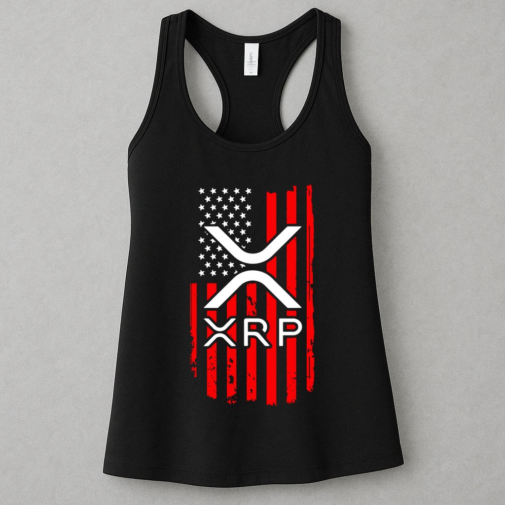 Crypto Currency Xrp Ripple Internet Money American Flag Womens Tank Top