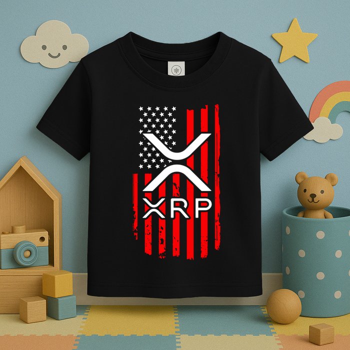 Crypto Currency Xrp Ripple Internet Money American Flag Toddler T-Shirt