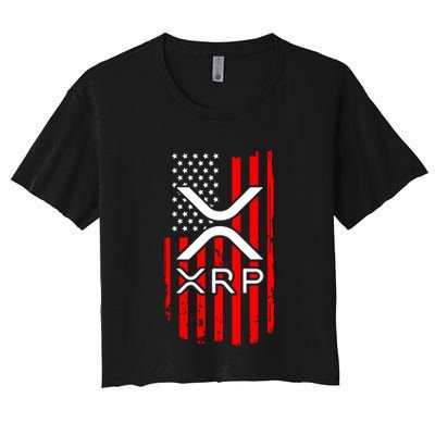 Crypto Currency Xrp Ripple Internet Money American Flag Crop Top