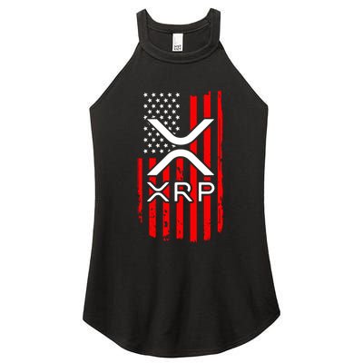 Crypto Currency Xrp Ripple Internet Money American Flag Women's Perfect Tri Rocker Tank