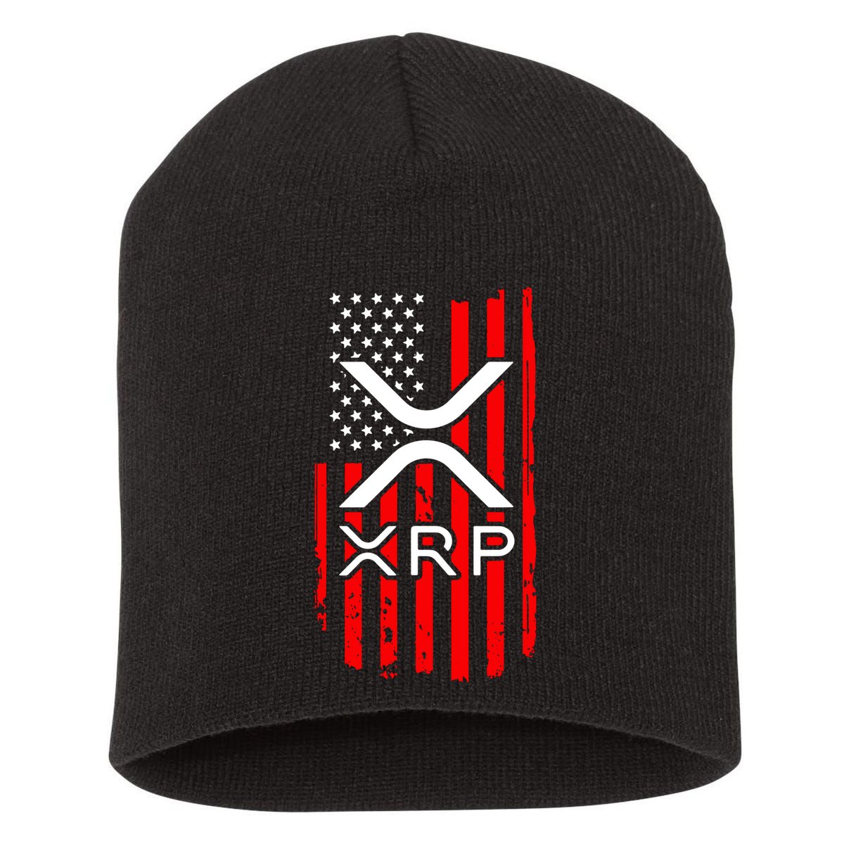 Crypto Currency Xrp Ripple Internet Money American Flag Short Acrylic Beanie