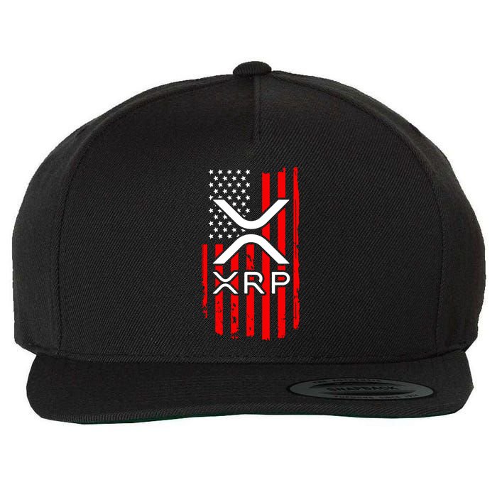 Crypto Currency Xrp Ripple Internet Money American Flag Wool Snapback Cap