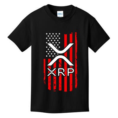 Crypto Currency Xrp Ripple Internet Money American Flag Kids T-Shirt